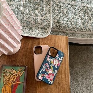 Floral and Pink Leather iPhone 13Pro Max Case Set